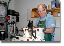 Stan working at his lathe